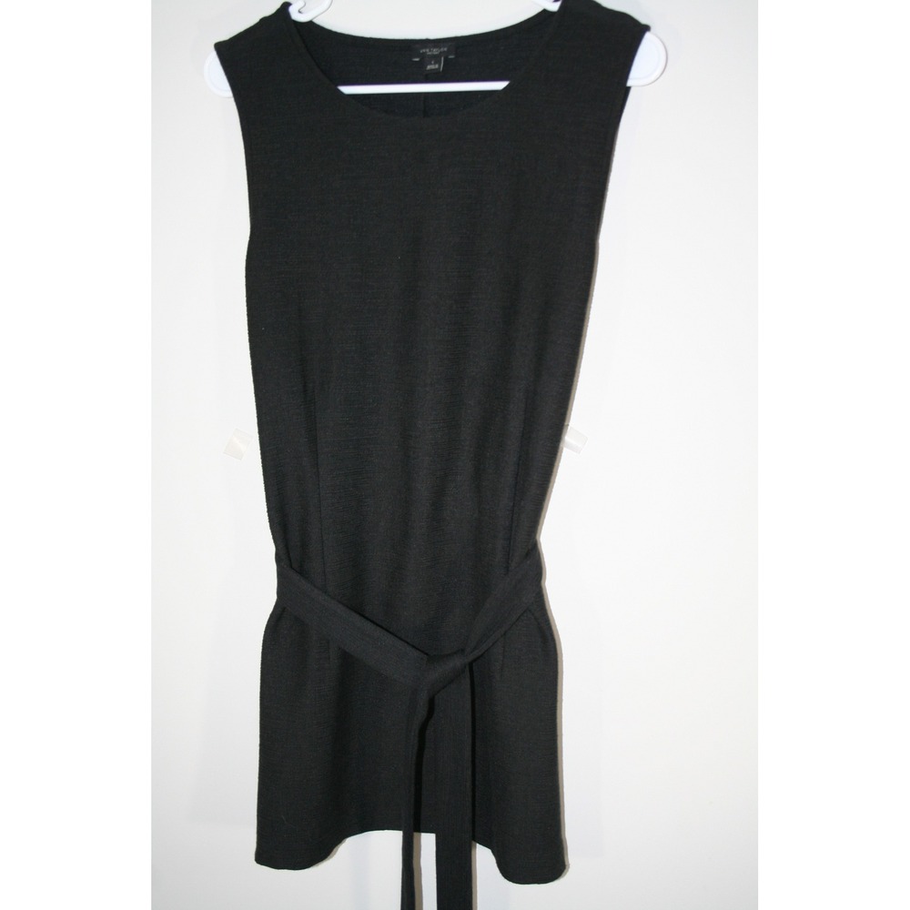 Ann Taylor Factory Black Sleeveless Belted Knit Tunic Top Large